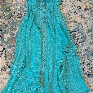 Self Esteem Turquoise Dress with Lace Accents